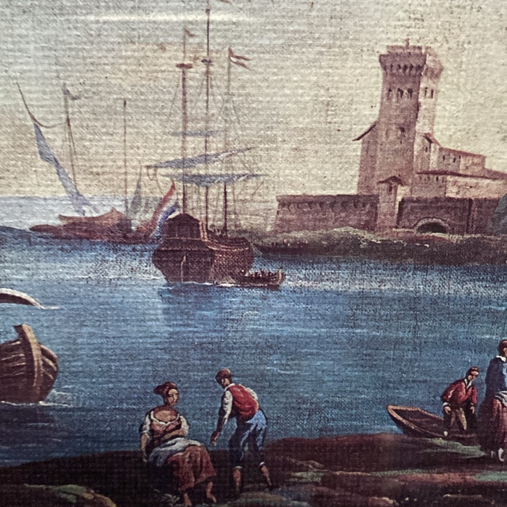 Vintage Framed Under Glass Italian Boat Scene Print - Picture 4 of 12